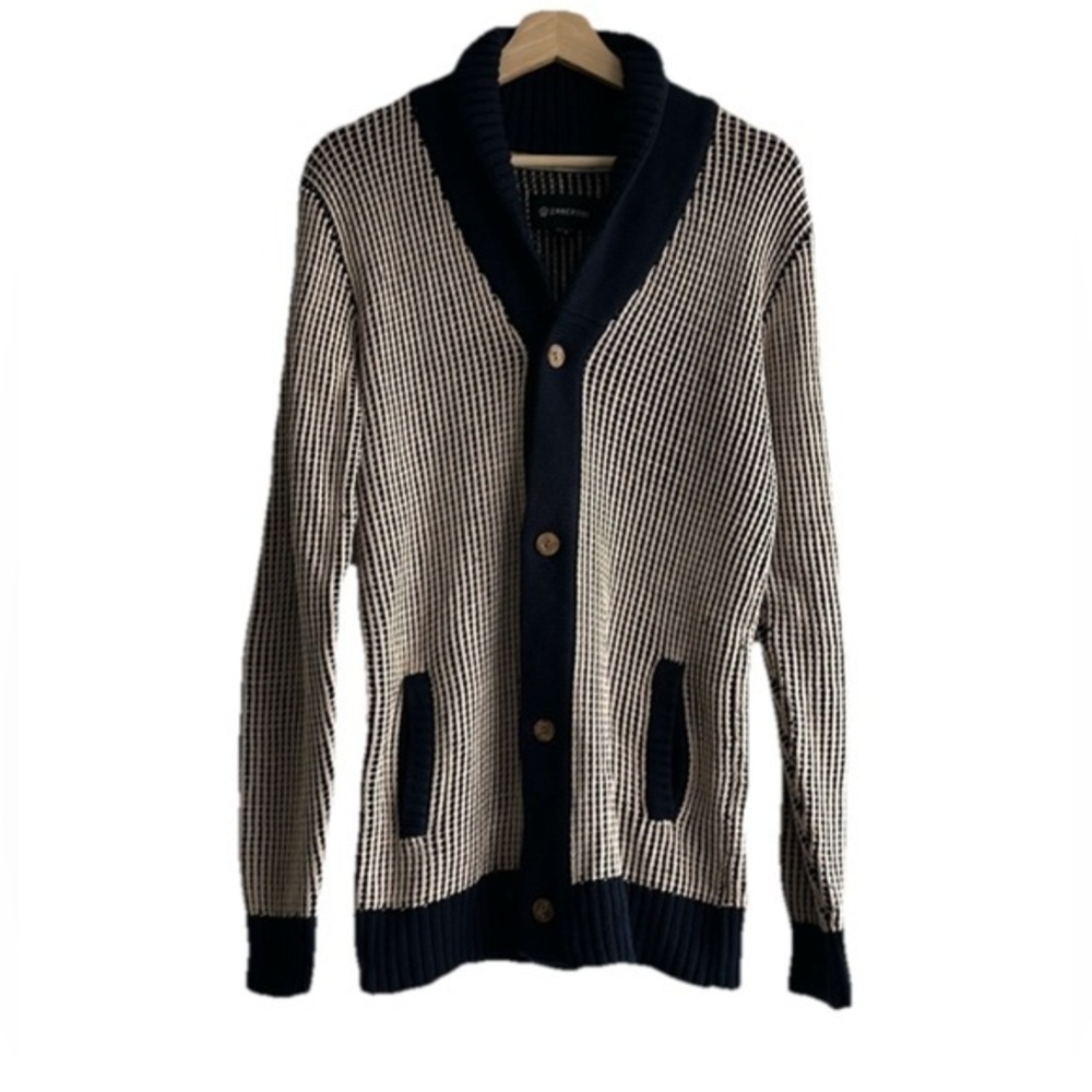 Zanerobe Navy & Tan Men’s Cotton Button Up Cardigan Sz. M